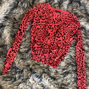 Red Leopard Print Cardigan